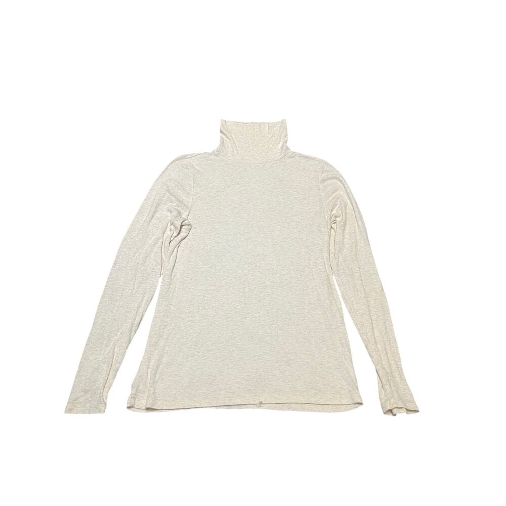 Aerie Real Soft Cream Ribbed Turtleneck Long Sleeve Layering Top - Size Large